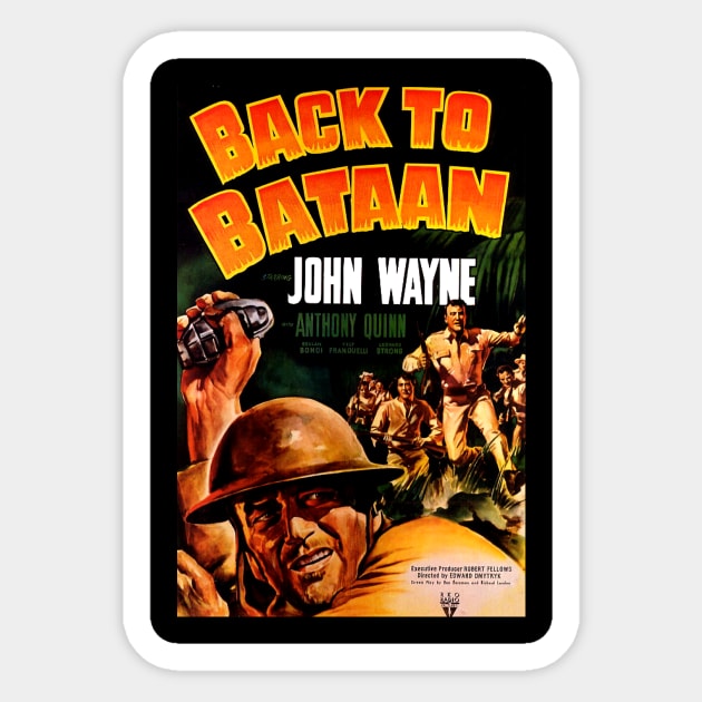 Classic War Movie Poster - Back to Bataan Sticker by Starbase79